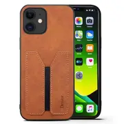 Denior For Apple iPhone 11 Leather Case with Elastic Wallet Card Holder Slot Pocket Cover – Brown
