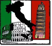 Italy Flag Coliseum Pisa Sign on Stretched Canvas, Wall Art Decor Ready to Hang!