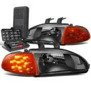 For 1992-1995 Honda Civic Black Housing LED Turn Signal Headlight Lamp+Tool Box (for: Honda Civic)