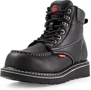 [SUREWAY] 6” Mens Heavy Duty Waterproof Steel/Soft Toe Work Boots for Men,Goodyear Welt,Extremely Comfortable Durable Proved,Superior Oil/Slip Resistant,Thicker Leather,Wedge Sole,Moc Toe Work