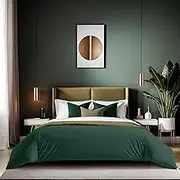 Premium Ranforce Double Quilt Cover (200 x 200 cm), Dark Green, 100% Cotton, 155 Thread Count, Button Closure, Machine Washable at 30°C, Soft and Durable
