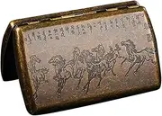 [Lorxilar] Cigarette Case Box Retro 12 Capacity Cigarette Case Copper Double Sided Spring Clip for Men Women,One Size,Brown