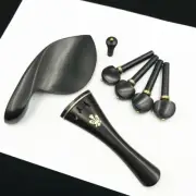 5set ebony wood violin parts 4/4 fiddle accessories pegs,tailpiece,chinrest
