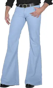 70s Disco Pants for Men Mens Bell Bottom Jeans Pants 60s 70s Bell Bottoms Vintage Denim Pants Jeans for Men A009-sky Blue Large