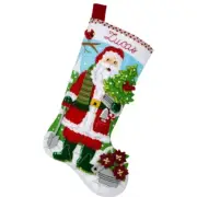 Bucilla Felt Applique Christmas Stocking Kit SANTAS GARDENING MAGIC 18 in