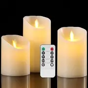Flameless Candles Battery Operated Flickering Moving Wick Electric LED Candle Sets with Remote Control 24H Timer, 4" 5" 6" Pack of 3 for Home Decor, Christmas, Weddings - Safe for Kids/Pets