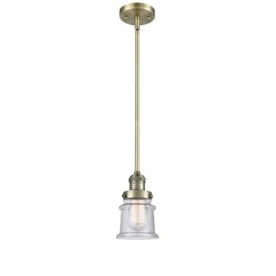 Innovations Small Canton 10" Mini Pendant, Amber/Brass/Seed Bell - 201S-AB-G184S