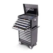 SP TOOLS 293 Piece 11 Drawer Custom Series Tool Trolley - Black SP50125X