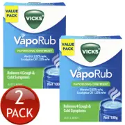 2 x Vicks Vaporub Chest Rub Vaporising Ointment Cough Nasal Decongestant 100g