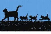 Cats In Line Needlepoint Kit or Canvas (Animal)