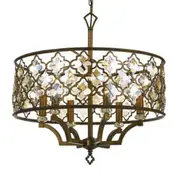 Mimosa Round 6 Light Pendant Mocha & Amber, Clear Crystals - MIMOSA PE61-MC