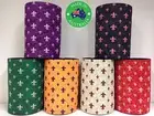 6x Designer Beer Can STUBBY HOLDER Stubbie Cooler Koozie wih base Fleur-de-lis