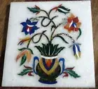 Square Marble Coffee Table Top Floral Design Inlay Work Sofa Side Table for Home