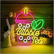Sign Lamp Boba Tea Neon Sign USB Powered Bubble Milk Tea Neon Signs Drink Coffee Shop Wall Decor Light 32x39cm