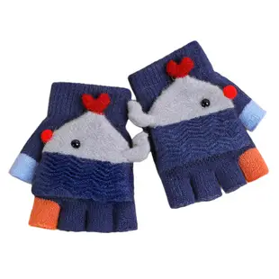 瑞雅RAYA冬季保暖兒童手套男童女童翻蓋半指兩用手套小孩手套批發