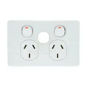 Clipsal Classic C2000 Series Double Powerpoint E/Sw Aperture No Mech White - C2025XUA-WE