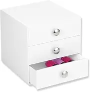 InterDesign 35301EU Makeup Storage Drawers, Plastic Desktop Drawer Organiser, White