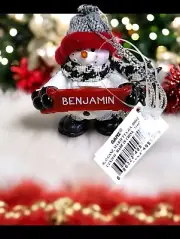 Ganz Hallmark Resin Snowman Christmas Ornament 3" Personalized Name BENJAMIN