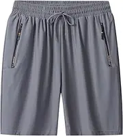 [IBIH] Men's Running Shorts 9-inch Shorts Loose Elastic Fitness Shorts Zipper Pockets
