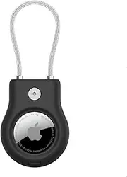 Belkin Apple AirTag Secure Holder with Wire Cable - Durable, Scratch-Resistant AirTag Case w/Allen Key Locking System, Protective AirTag Keychain Accessory for Keys, Luggage, Pets, & More – Black