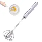 Semi-Automatic Egg Whisk, Stainless Steel Hand Push Beater Blender Mixer Whip