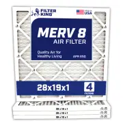 Filter King 28x19x1 Air Filter 4-PACK MERV 8 Actual Size 28 x 19 x .75"
