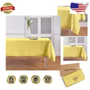Luxurious 108" x 60" Sunshine Yellow Linen Tablecloth - Perfect for Celebrations