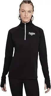 [Nike] Dri-FIT Sphere Boston Women's 1/2-Zip Running Sweatshirt Top, Black, LARGE