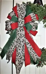 10 " HANDMADE MISTLETOE CHRISTMAS BOW for WREATH LANTERN GARLAND # 11 rb