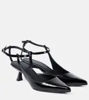 [Souliers Martinez] Souliers Martinez Camelia patent leather pumps AU 6 black