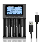 LiitoKala Lii-M44slot 5V 2A 18650 Charger LCD Display Universal Smart Charger Test Capacity 26650 18650 21700 AA AAA B