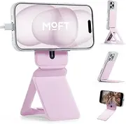 MOFT Phone Tripod Stand Compatible with iPhone 16/15/14/13/12 Series, Angle Adjustment & Strong Magnets MOVAS Vegan Leather Invisible Selfie Stick Tripod, Blush
