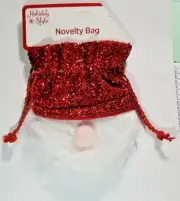 Sparkle Santa Novelty Bag Gift Treats Decorations Drawstring Holiday Christmas