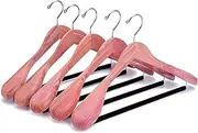 Amber Home Pack of 5 44.5 cm Cedar Wooden Clothes Hangers with Wide Shoulders (5.8 cm), Natural Cedar Wood Hangers with Round Bar for Suit Jacket Coat Shirt Trousers