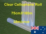 4X Roll 75cmX180m Clear Cellophane Bopp 38micron post