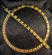 NAPIER Vtg Necklace & Bracelet, Gold Tone with Matte & Shiny Alternating Links