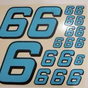 Blue w/ Black #6's Racing Numbers Vinyl Decal Sheet 1/10-1/12 slash