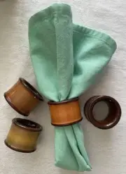 NEW Demdaco Napkin Rings Set of 4 Brown Four Seasons by Deb Hrabik Ceramic