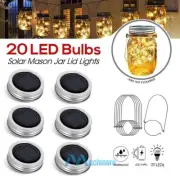 3/6pcs Solar 20 LED Mason Jar String Light Lid Insert Garden Fairy String Light
