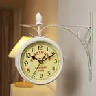 Double Sided Metal Clock Retro Garden Decoration New Wall Clock Train Station