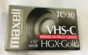 Maxell VHS-C HGX-Gold TC-30 Blank Camcorder Video Cassette Tape New Sealed