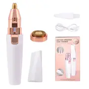 2 In 1 Electric Eyebrow Trimmer USB Rechargeable Hair Remover Women Shaver LED Light Lady Epilator Razor Face Makeup Tool