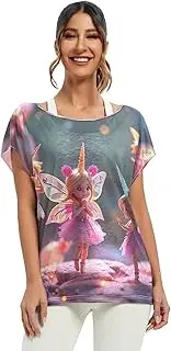 [RPLIFE] Cute Characters Poses Womens Blouse Summer Off Shoulder Loose Top Batwing Top Women S-XXL
