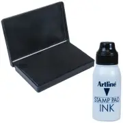 Artline Black Felt Fabric Inkpad, Stamp Pad, 3 x 4-1/2" with 50ml Bottle of Ink