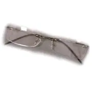+1.0 Diopter Eschenbach Rimless Reading Glasses - Gun Metal Rectangle, Cheaters