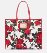 [Dolce & Gabbana] Dolce & Gabbana Large leather-trimmed canvas shopper One Size multicoloured
