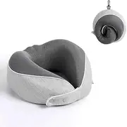 [Mernard] Portable Travel Neck Pillow- Roll Up Memory Foam, Ultra-Soft Compact Pillow Neck & Head Support Relieve Fatigue, U-Shaped Pillows with Washable Cover for Airplane, Car, Office, Home (Grey)