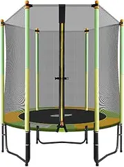 Genki 55" Round Kids Mini Trampoline Indoor Outdoor Rebounder w/Safety Enclosure Net Children Jumping Toy