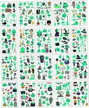Halloween Tattoos, 20Sheets Glow in The Dark Halloween Temporary Tattoos with Spooky Ghosts Skeletons Pumpkins Pattern, Halloween Stickers for Kids Party Treats Supplies (12x7.9cm)