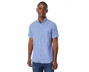 Maine Mens Grid Checked Short-Sleeved Shirt (Navy) - DH7374